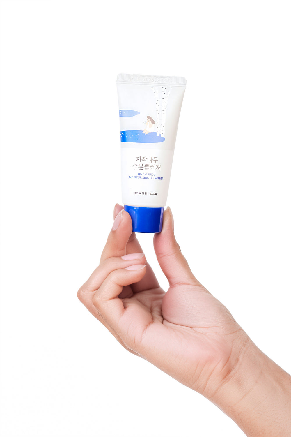 Limpiador facial coreano hidratante Round Lab Birch Juice Moisturizing Cleanser en formato de 30 ml.