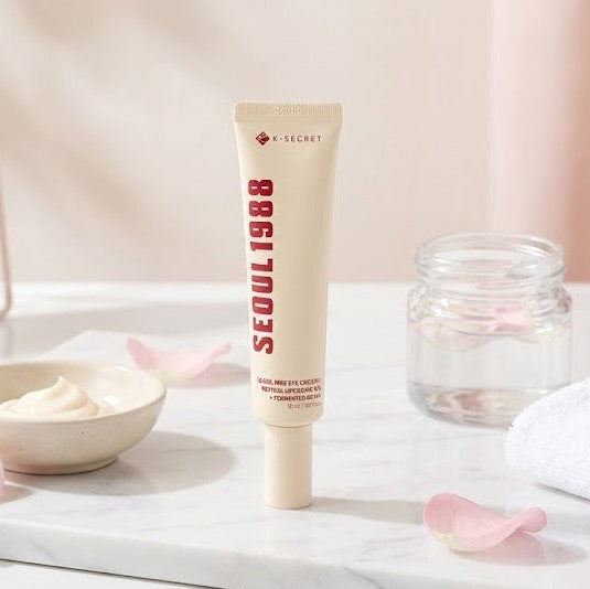 K-Secret Seoul 1988 - Retinal Liposome 4% + Fermented Bean (15 g) – Contorno de ojos coreana anti-edad e iluminadora para todo tipo de piel